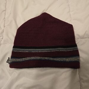 Vintage Turtle Fur Beanie Wool Blend Fleece Lined USA Made Travel Work burgundy